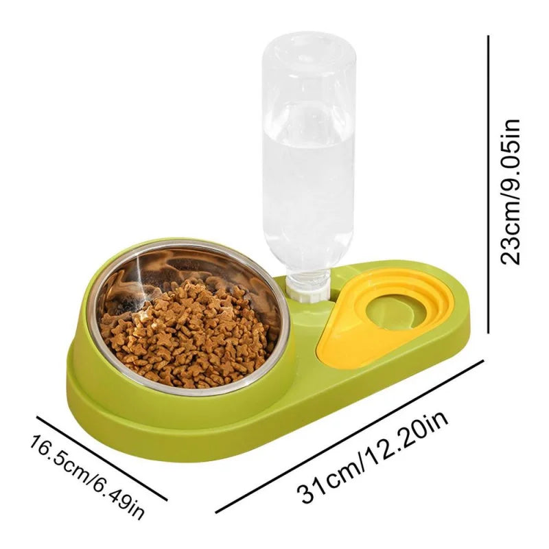 Tilted Cat Food Bowl Set Automatic Pet Water
