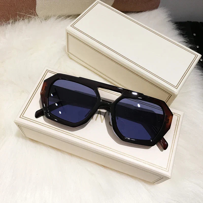 Retro Tortoiseshell Pilot Sunglasses Women Brand Designer 2023