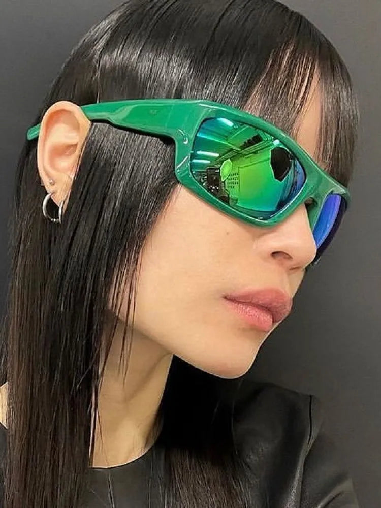 New Green Sport Sunglasses Men Women Retro Punk