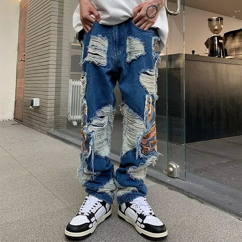 2023 Grunge Clothes Y2K Streetwear Baggy Ripped Stacked