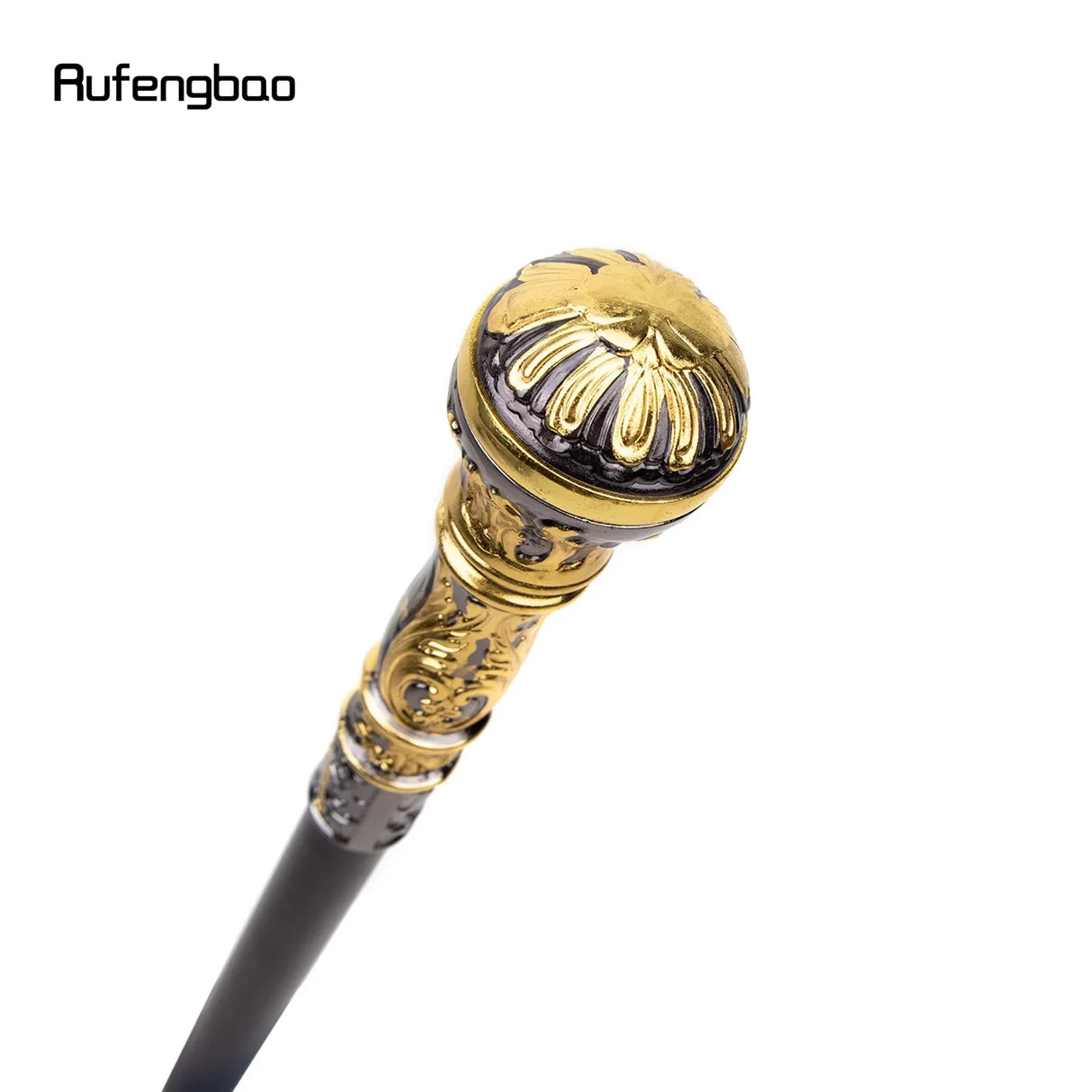 Golden Black Luxury Round Handle Walking Stick with