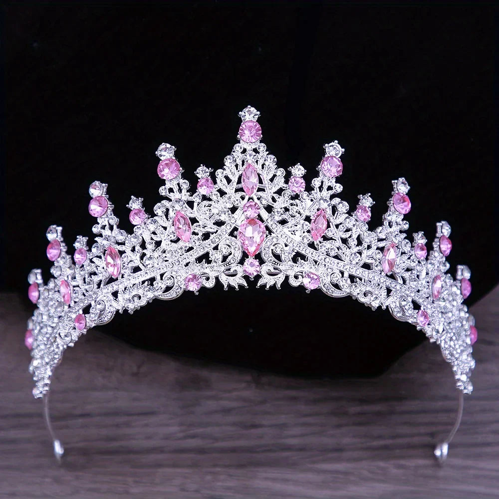 Pink Crystal Tiaras And Crowns For Women Bride