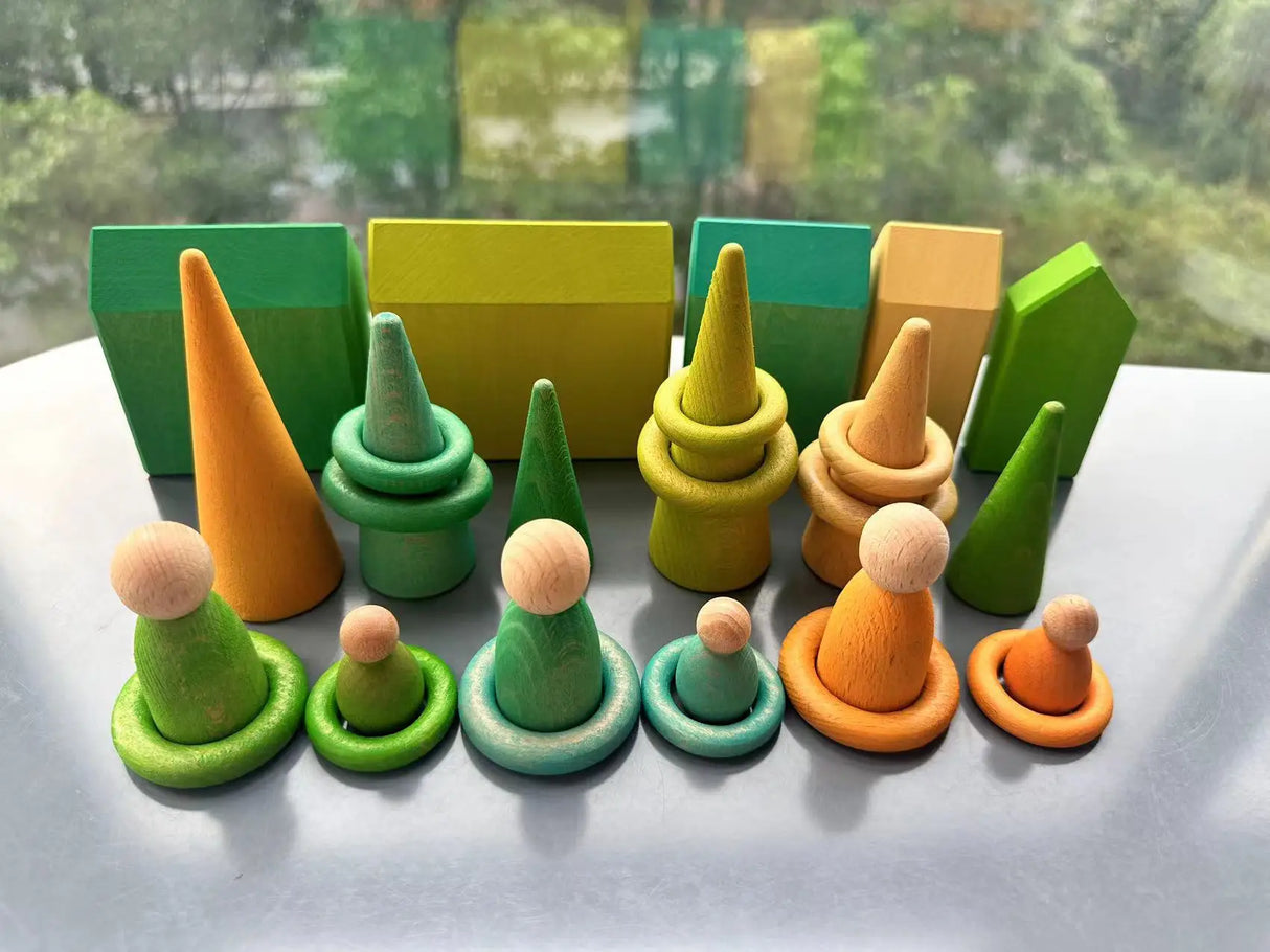 Kids Wooden Toys Pastel Nordic Buiding Blocks Stacking