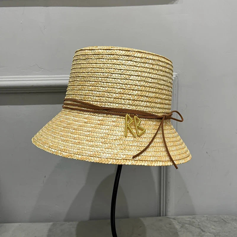 RB Straw bucket Hat for women Retro Elegant