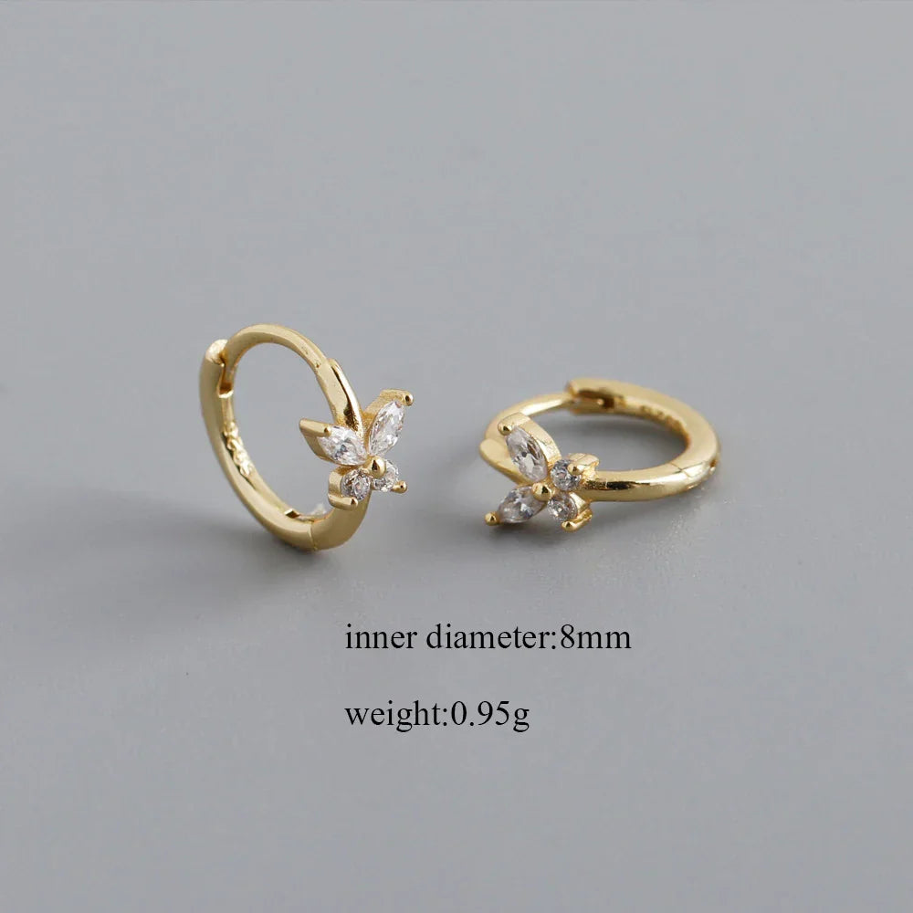 CCFJOYAS 6/8/10mm 925 Sterling Silver Butterfly-shaped Small Hoop