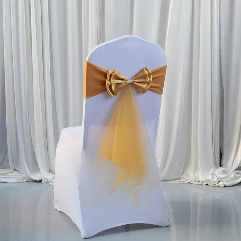 Spandex Lycra Chair Band Back Satin Bow Swag