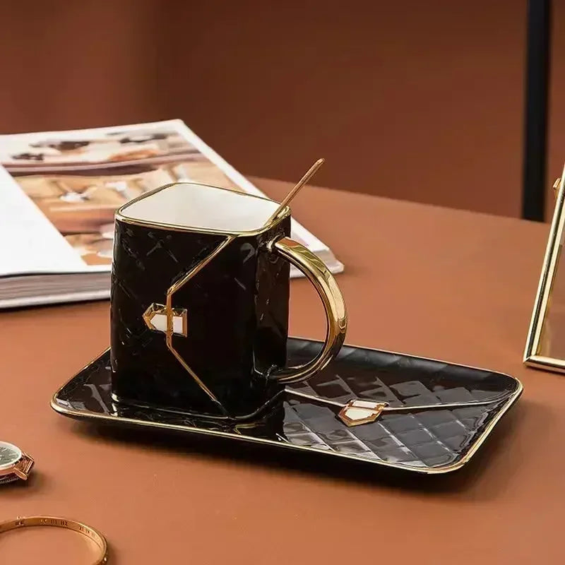 Creative ceramic Coffee cup, handmade diamond bag, ceramic