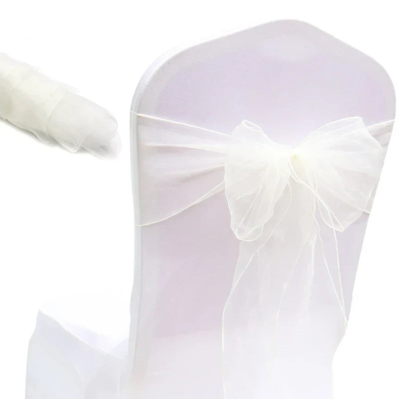 30PCs/lot Organza Chair Sashes Knot Bands Chair Bows