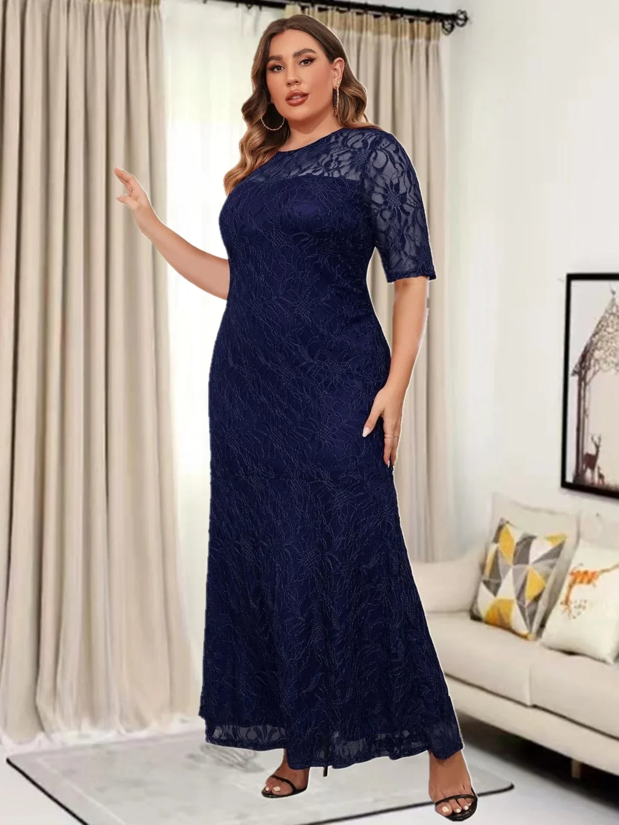 Plus Size Elegant Party Evening Formal Lace Dresses