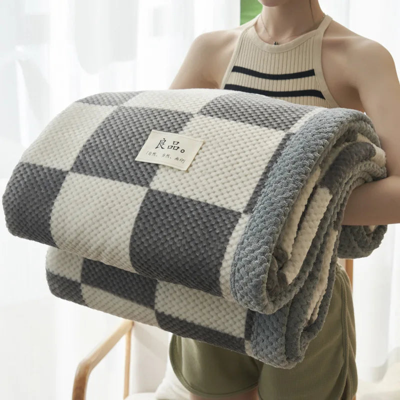 Knit Blanket Throw Soft Chenille Yarn Knitted Blanket