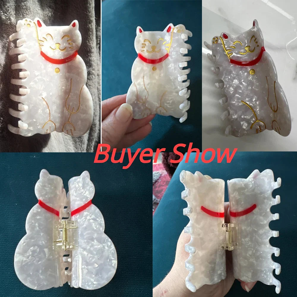 Muweordy New Fortune Cat Hair Clips Acetate Claw