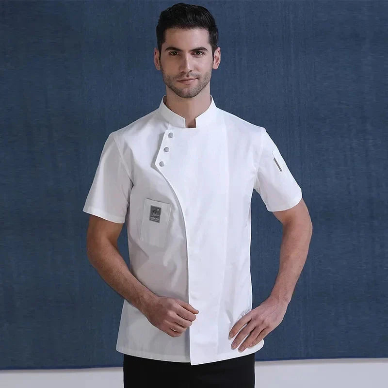 Mens Chef Jacket Short Sleeve Kitchen Clothes White