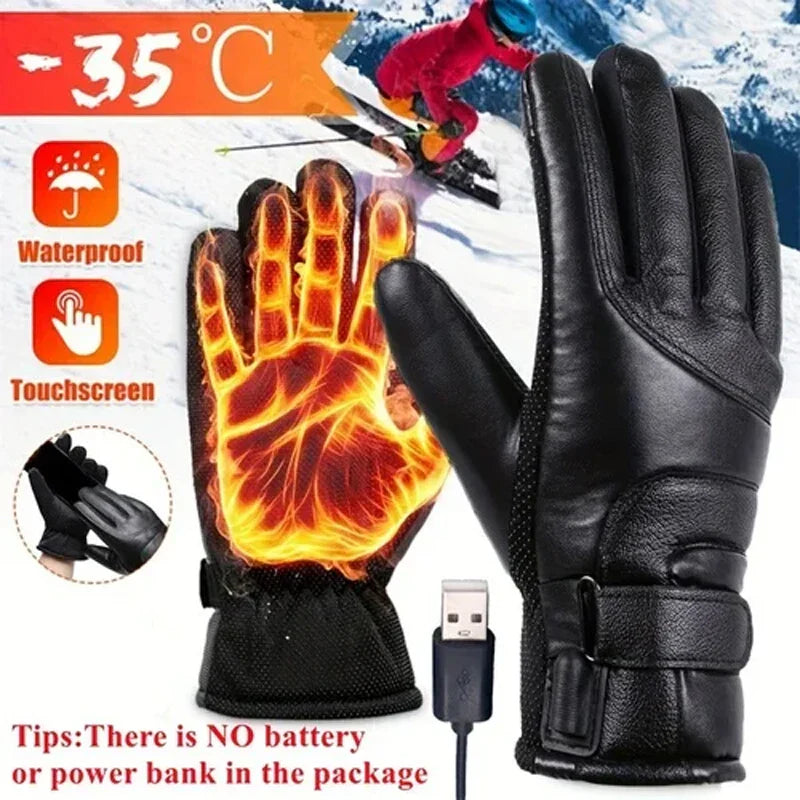 1 Pair USB Heated Motorcycle Gloves - Waterproof, Windproof, Touch Screen