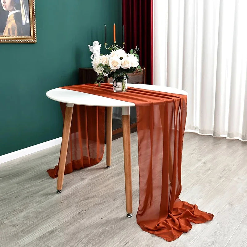 6PCS RUST Chiffon Chair Sashes 30 x 270cm