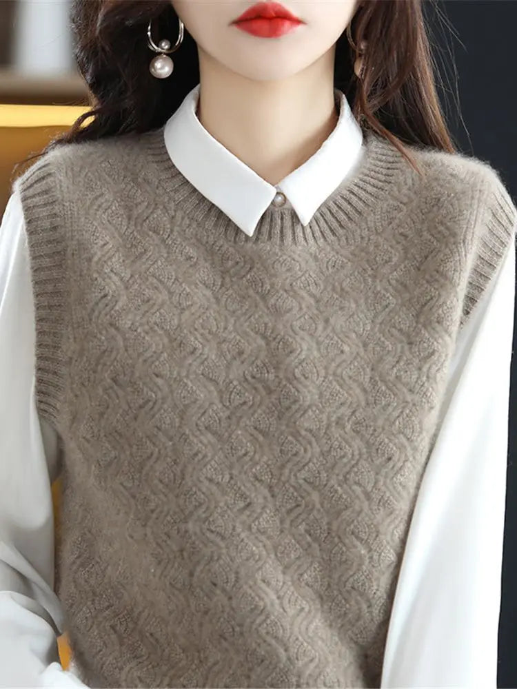 Korean Women's Knitted Wool Vest 2023 Winter New