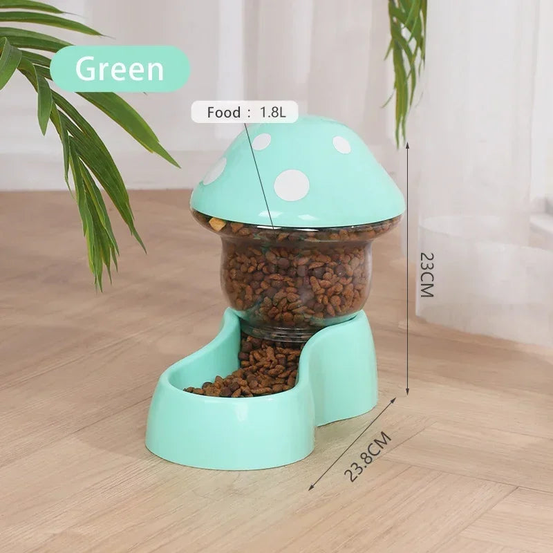 1.8L/500g Cat Automatic Feeder Mushroom Shape Water Bottle