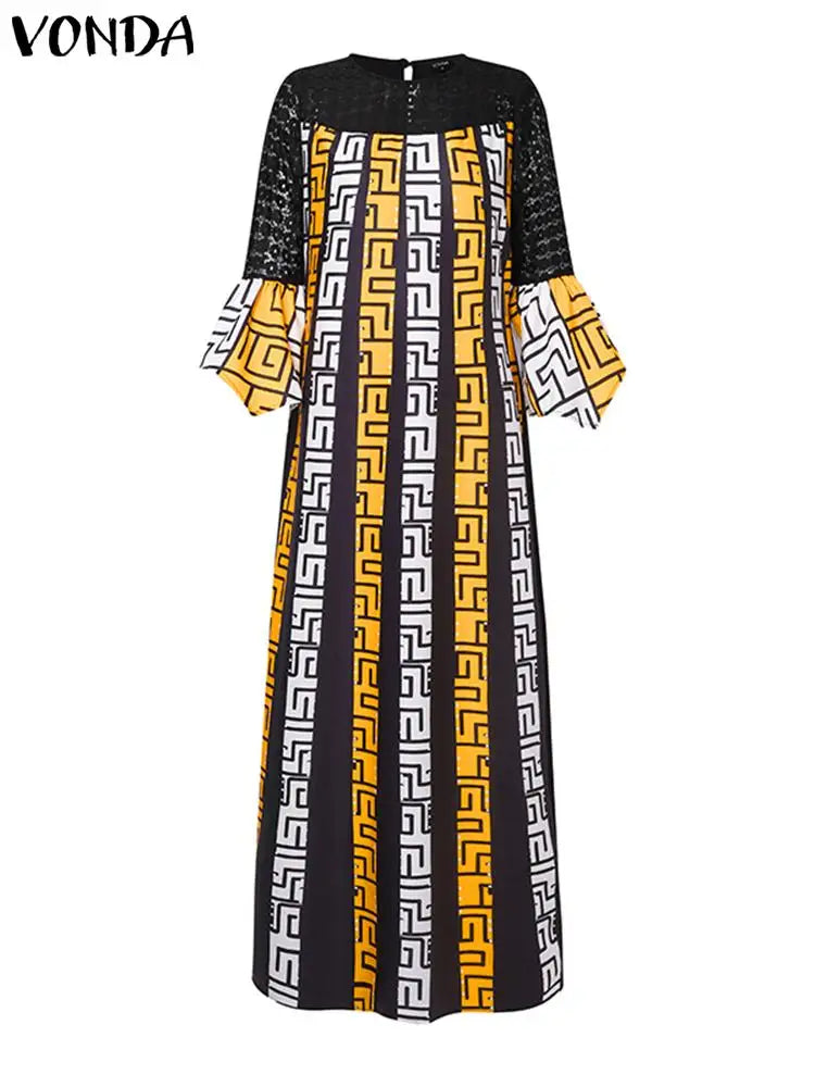 Plus Size VONDA Women Maxi Dress 2024 Summer