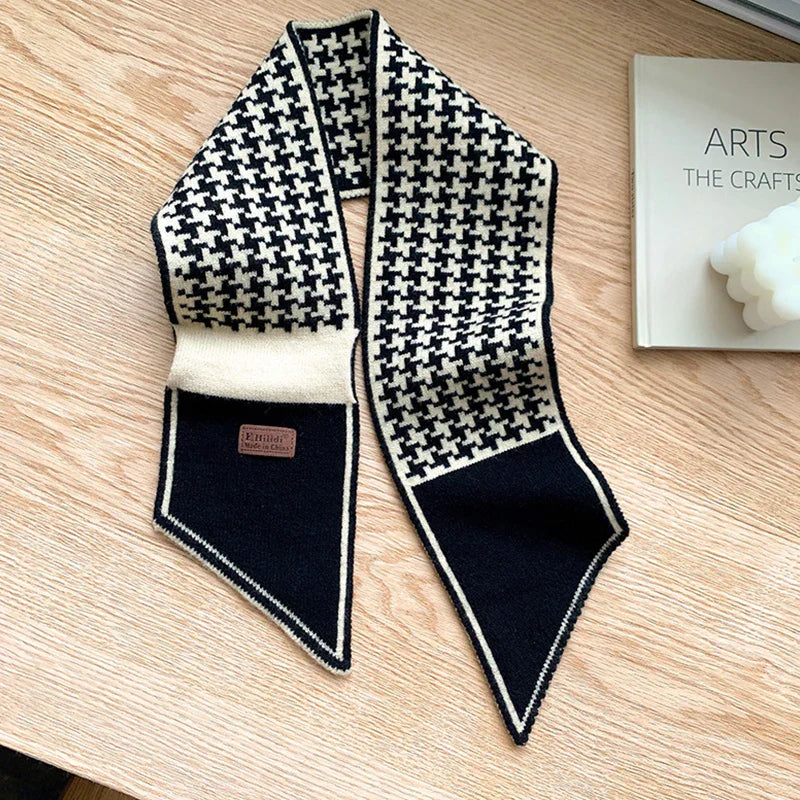 Warm Cashmere Neck Tie Scarf For Women Plaid