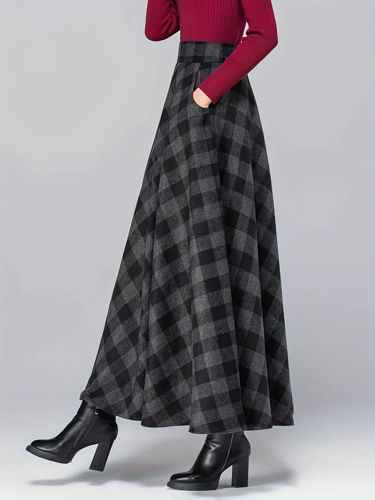 Plus size four season versatile new patchwork plaid