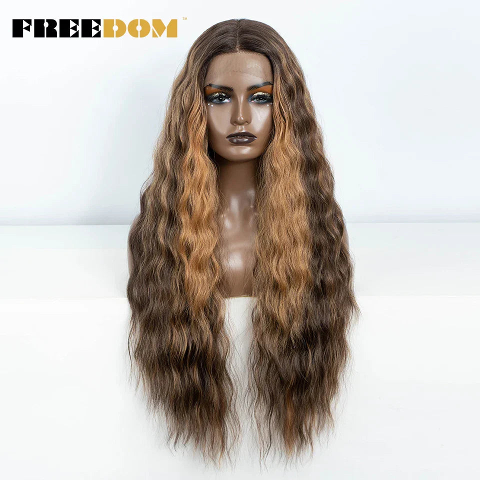 FREEDOM Synthetic Lace Wig Long Deep Wavy Ombre