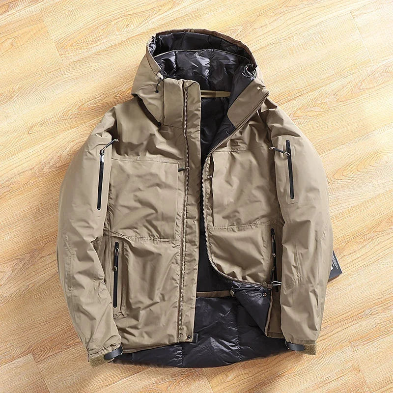 Thickened Men's Down Jackets Hooded Windproof Outdoor Warmth
