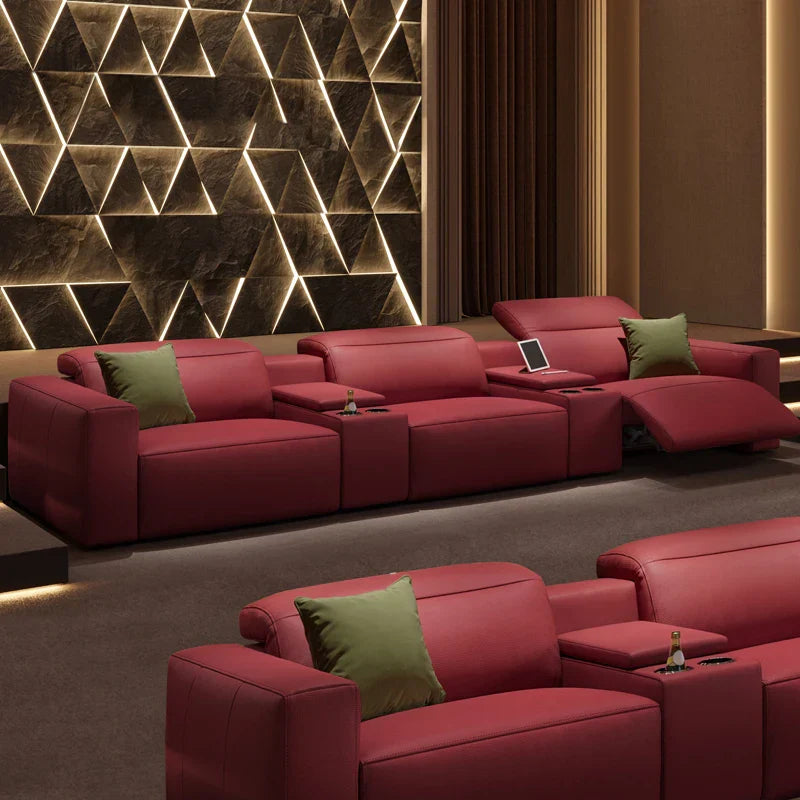 Italian minimalist electric leather sofa Home theater video