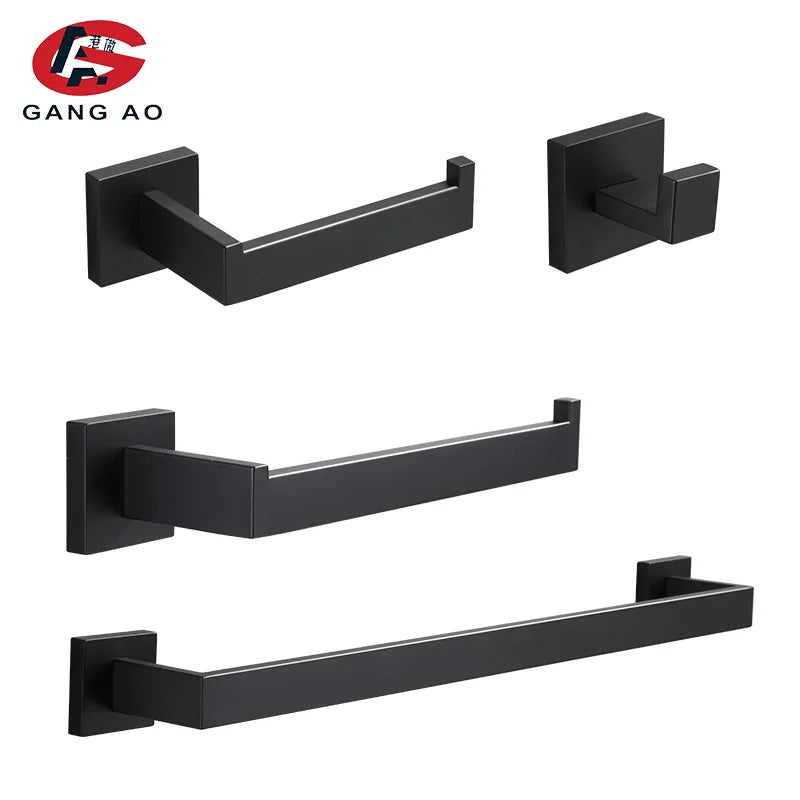 Bathroom Hardware Set Accessories Matt Black Shelf Robe
