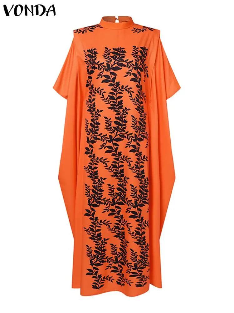 Plus Size VONDA Women Printed Maxi Dresses Summer