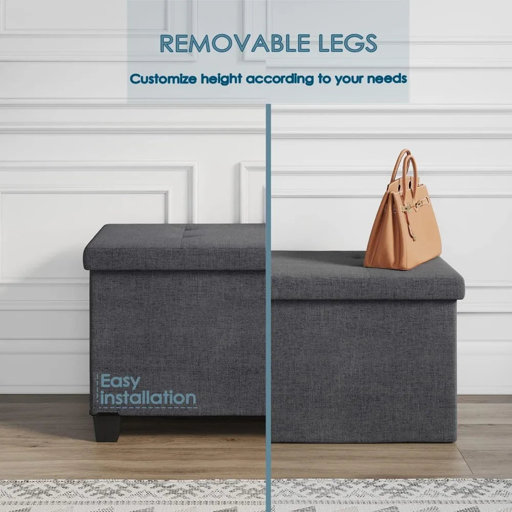 Ottoman Bench with Storage Bins, 30-In Storage Bench