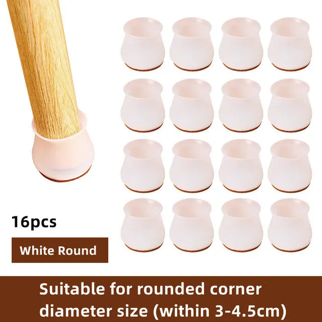 8/16pcs Silicone Table Chair Leg Caps With Felt