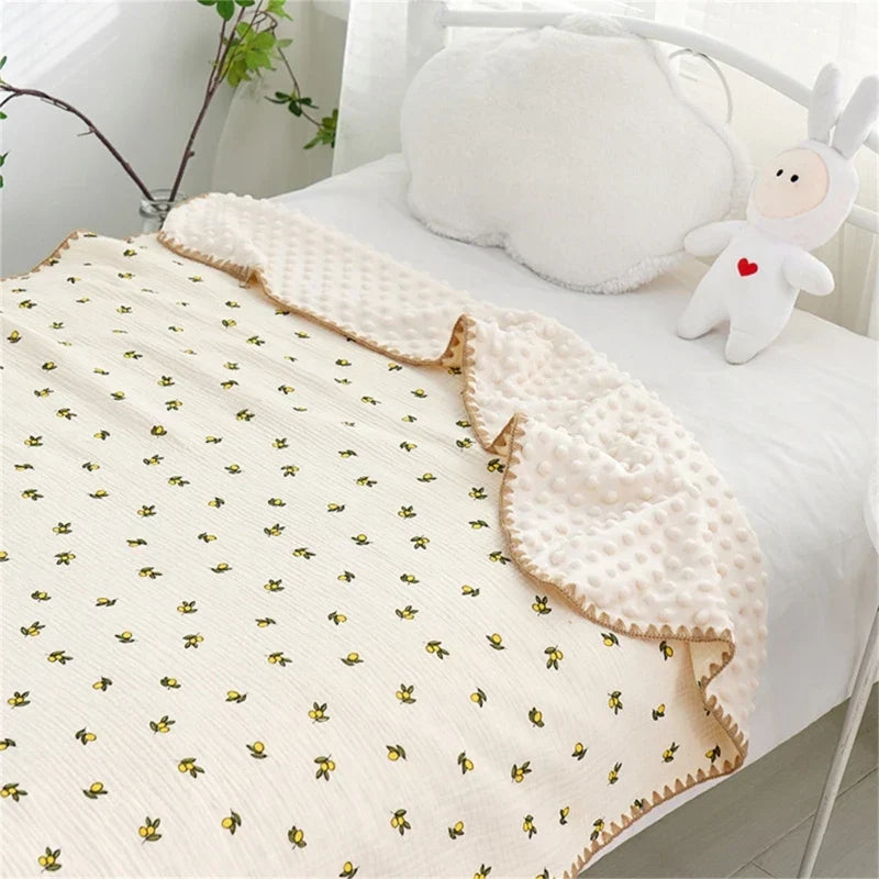 3D Minky Dot Baby Blanket Newborn Cotton Gauze