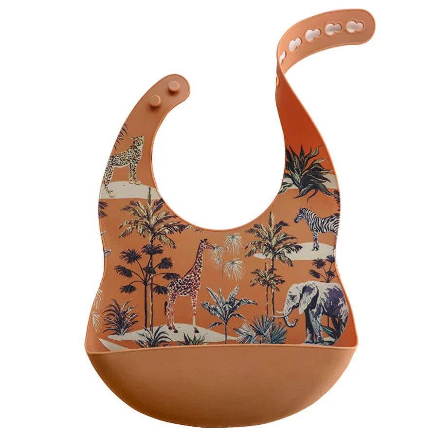Fashionable Cartoon Printed Waterproof Soft Baby Silicone Bibs