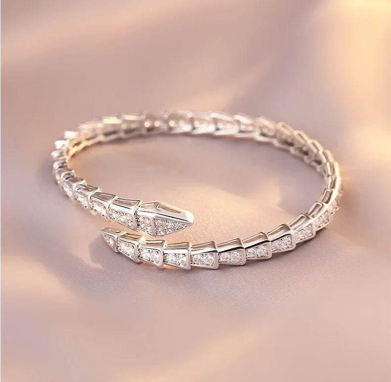 2024 New Design Fashion Silver color Zircon Snake