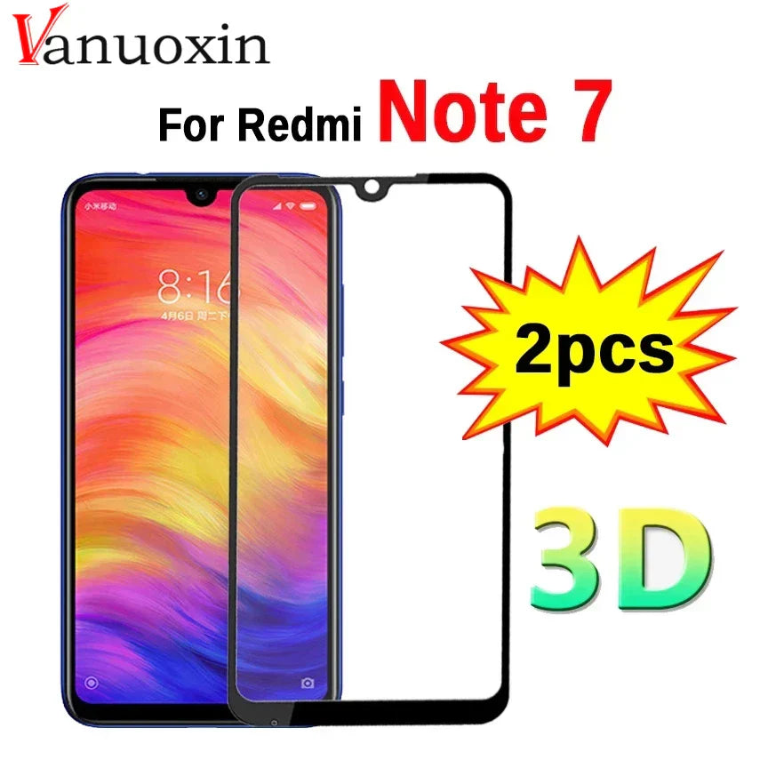 2pcs 3D Glass On Redmi Note 7 Protective