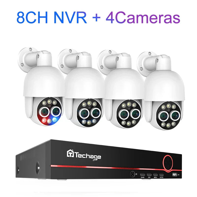 Techage 8CH PTZ 8MP Dual Lens PoE Security