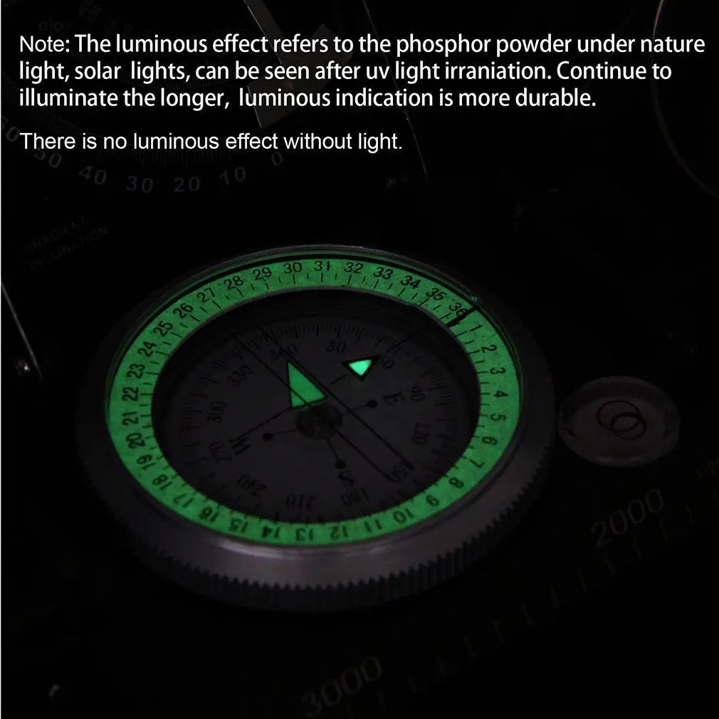 Camping Geological Survival Compass Military Sighting Luminous Lensatic