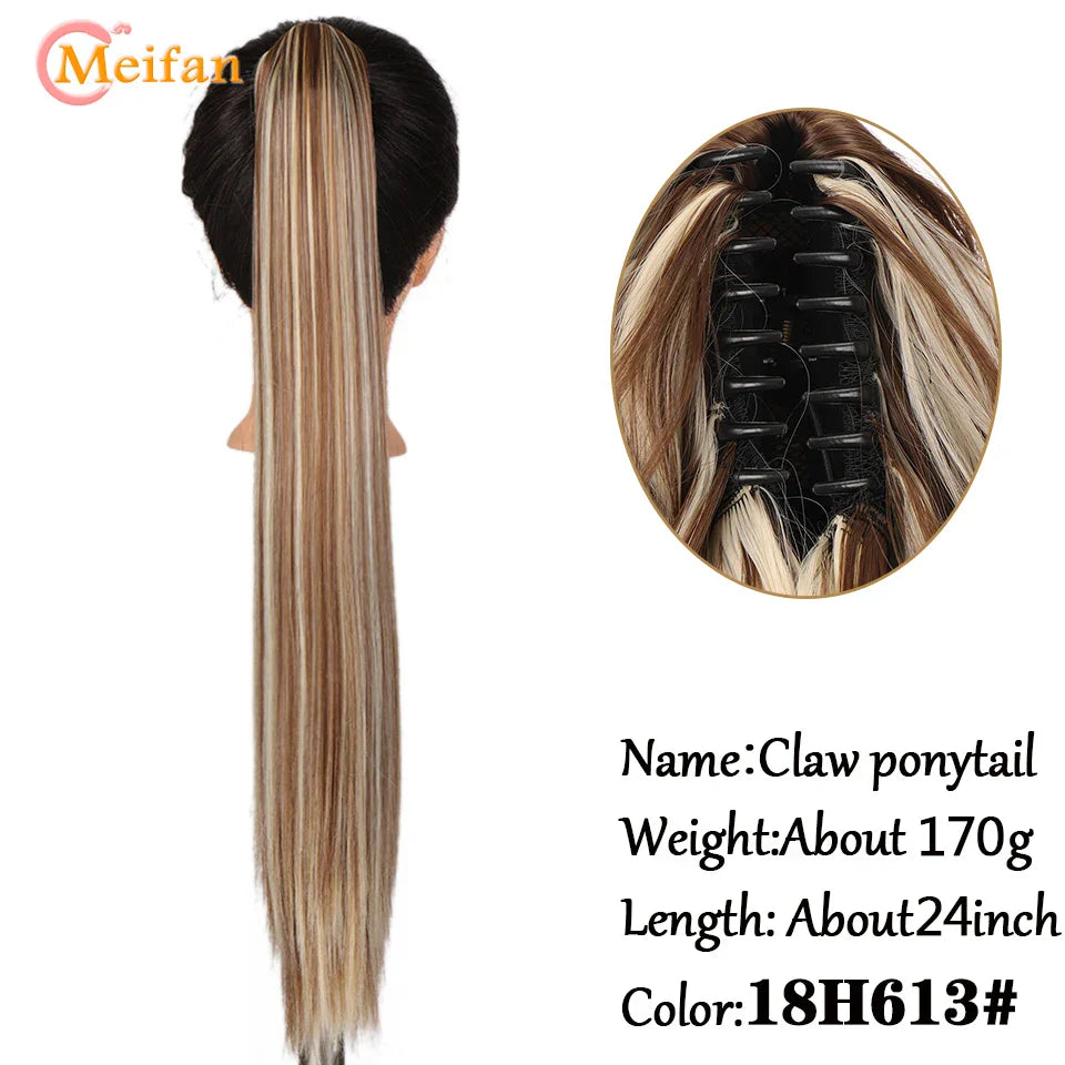 MEIFAN Long Synthetic Wavy Clip in Hair Ponytail