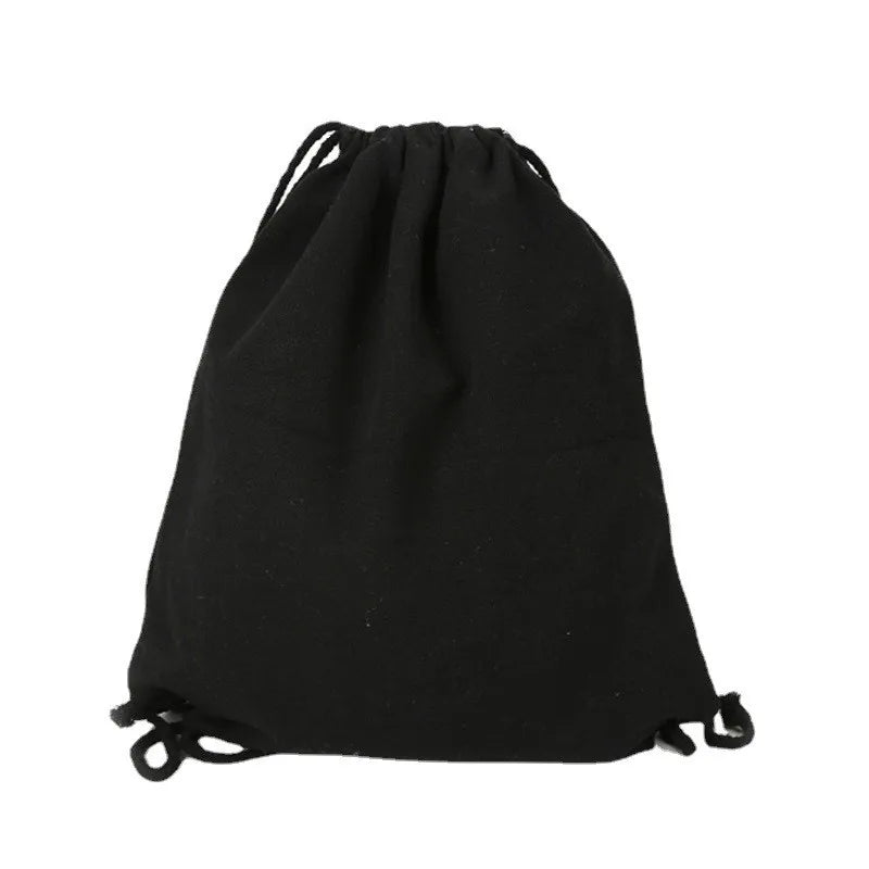 34x43cm Canvas Drawstring Backpack with Pockets