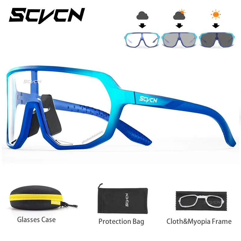 SCVCN Photochromic Men Cycling Sunglasses UV400 Sports Bicycle