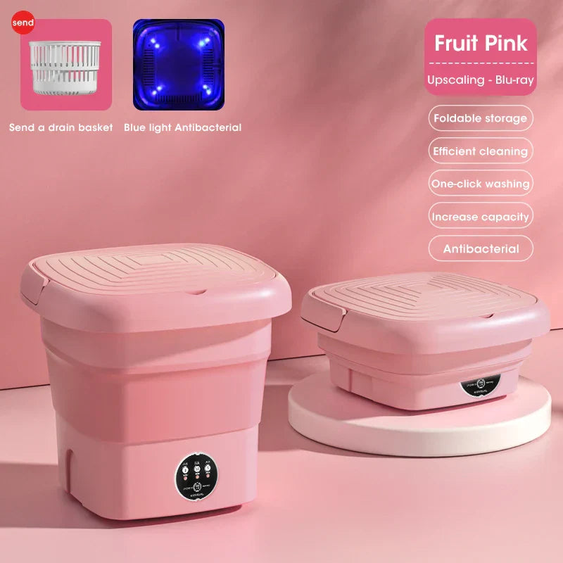 Portable Washing Machine Folding With Dryer Bucket Clothes