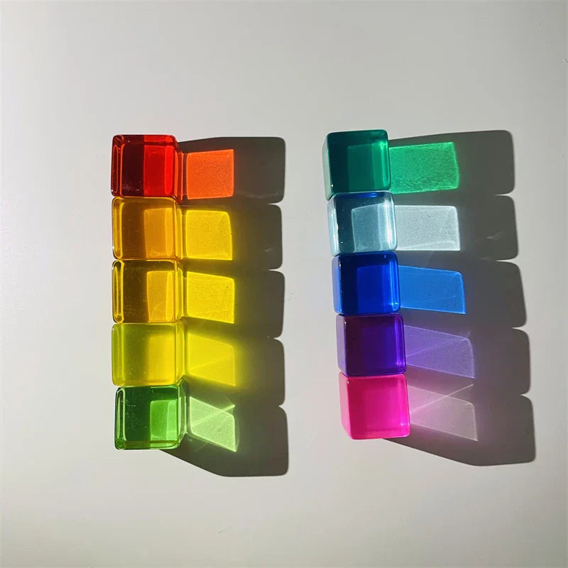 Acrylic Cubes Rainbow Gem Blocks Transparent Stacking Toys