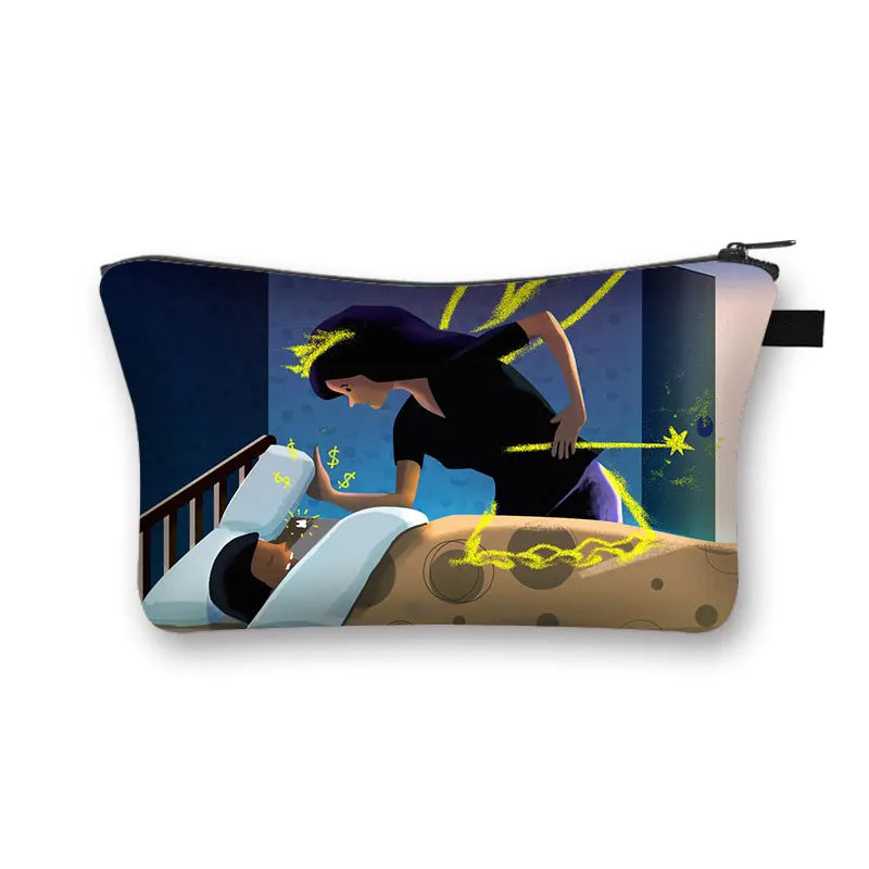 Cartoon Teeth and Tooth Fairy Print Cosmetic Case