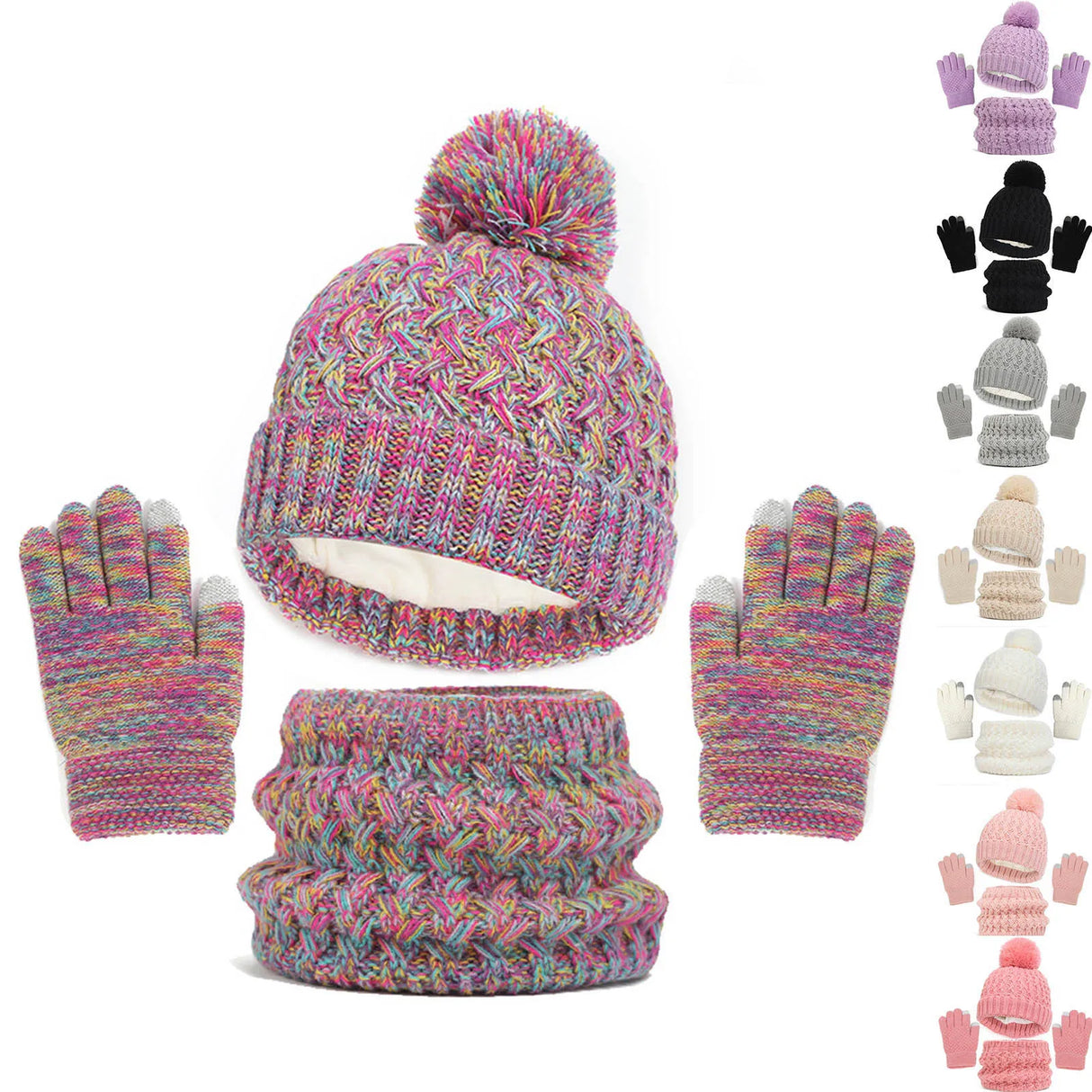 Kids Winter Hat Gloves Scarf Set Girls Toddler