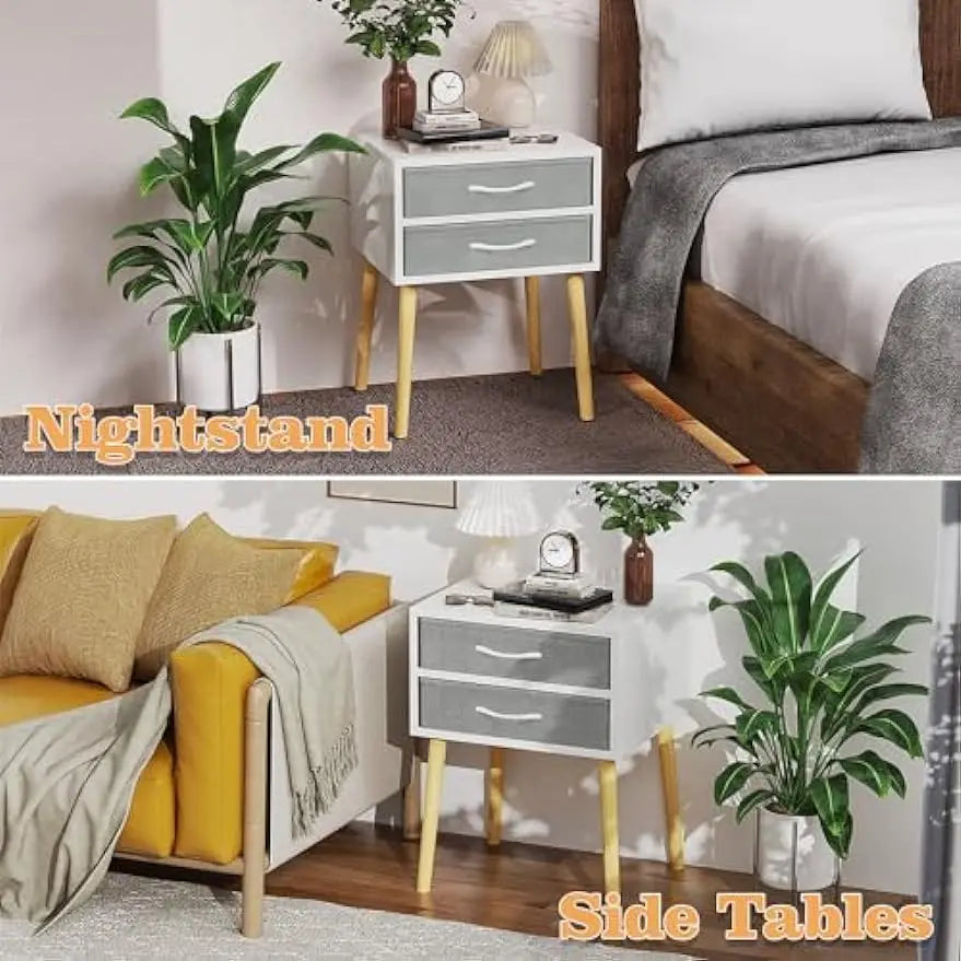 Nightstand with Drawer, Modern White Night Stand Solid