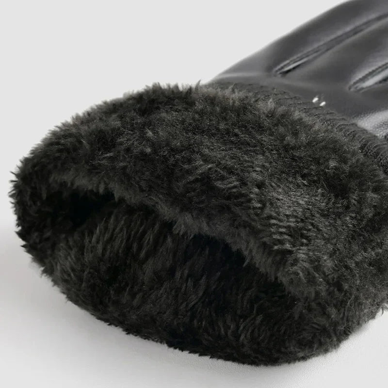 Men's PU Leather Gloves Winter Autumn Fleece Linings