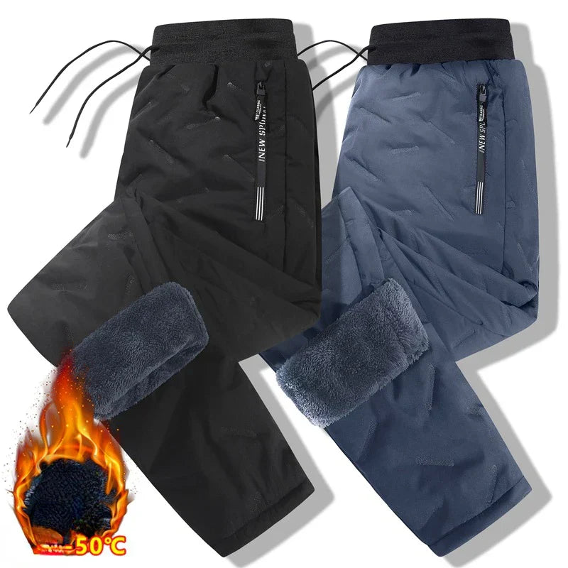 Winter Lamb down sports pants Thicken Sweatpants Men