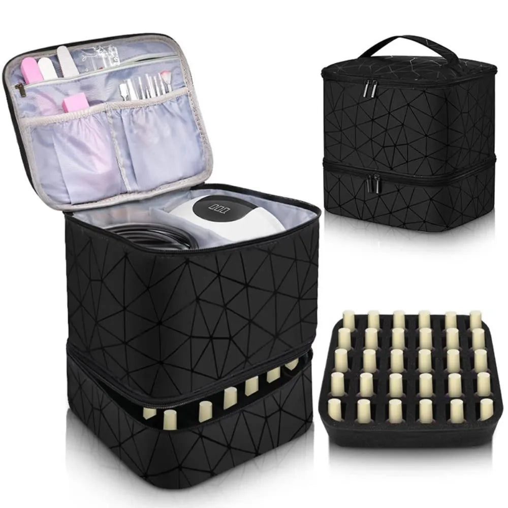30 Grids Double Layer Nail Organizer Makeup Bag