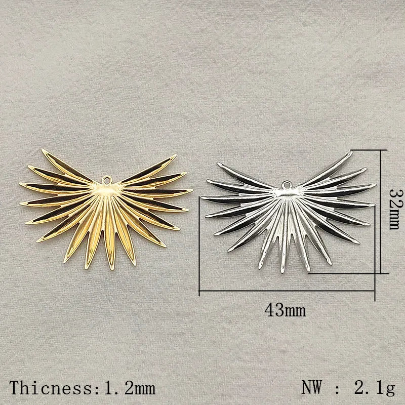New Arrival!43x32mm50pcs Brass Pendants Copper Feather Charm