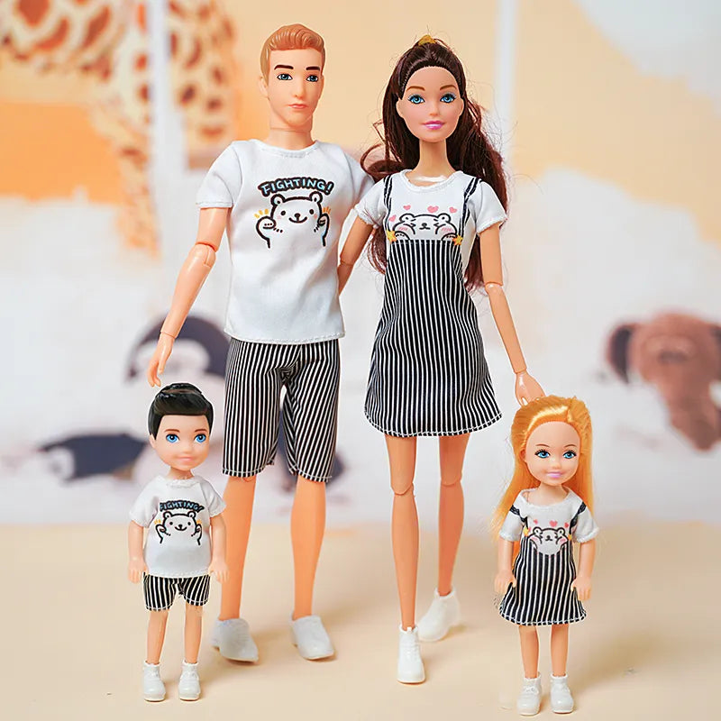 30cm Family Doll Movable Body Mom Dad Ken