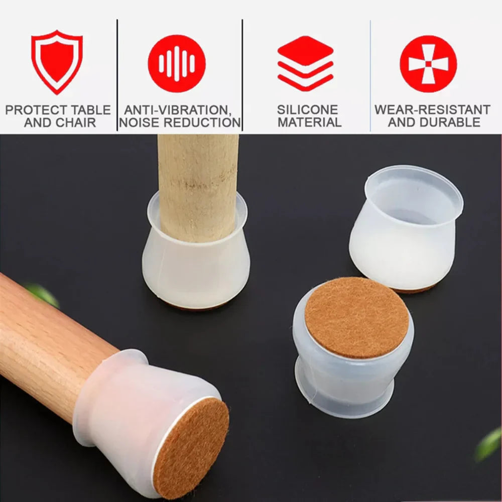 8/16pcs Silicone Table Chair Leg Caps With Felt